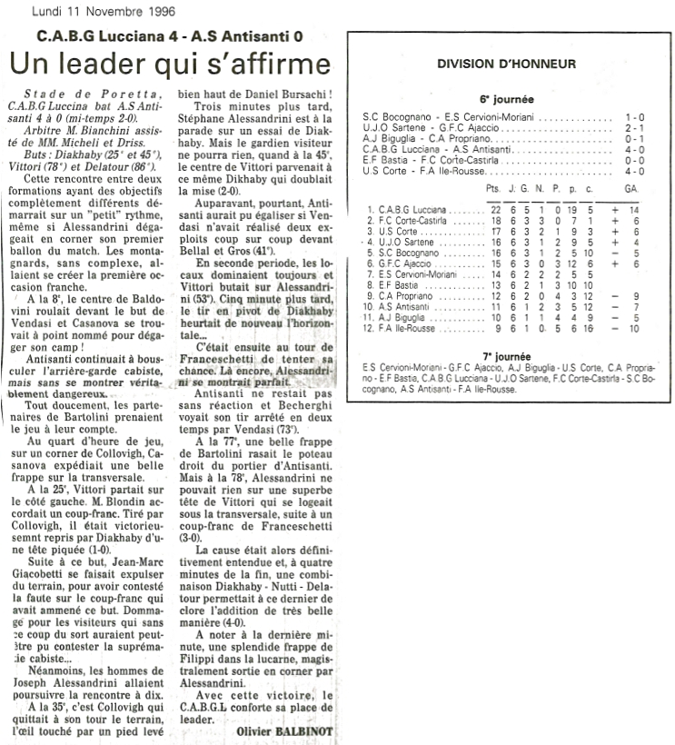 Saison 1996 1997 j6